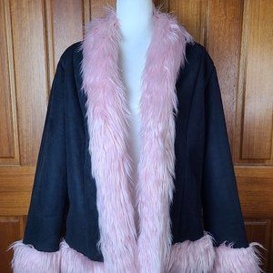 The Ragged Priest Faux Fur Trim Suede Coat